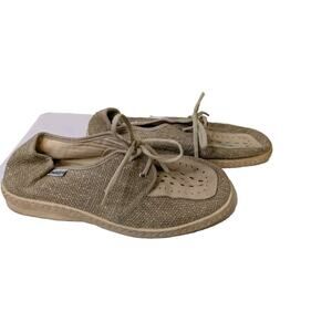 Emanuela Women's Sneakers Canvas Lace Up Size 41 (US 10) Tan.